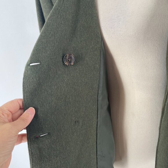 Talbots Brushed Italian Wool Double Breasted Jacket Blazer Olive Green Size 12 - Picture 9 of 13